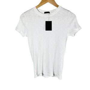 ATM Anthony Thomas Melillo  Rib Knit Short Sleeve White Size Small